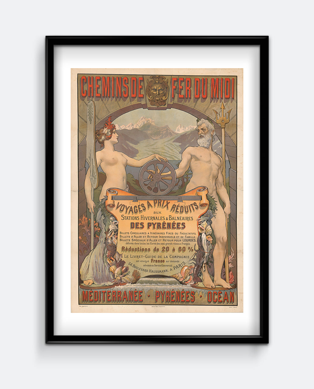 Chemins de Fer du Midi Poster – Pyrenees Railway Art Nouveau Travel Print