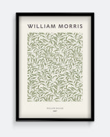 A framed art print featuring a willow bough pattern design by William Morris, with the artist's name and the year 1897 at the bottom.