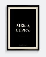 Mek A Cuppa Yorkshire Print – Funny Kitchen Wall Art Black & Cream